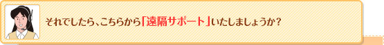 それでしたら、こちらから「遠隔サポート」いたしましょうか？