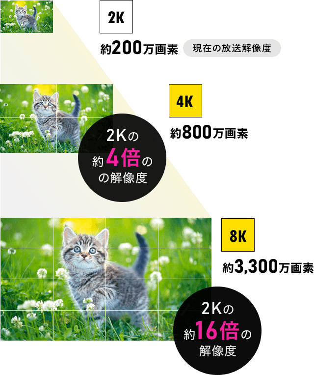 2K・4K・8Kの比較イメージ