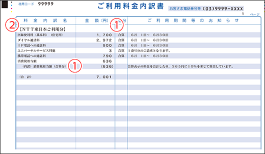 ご利用料金内訳書